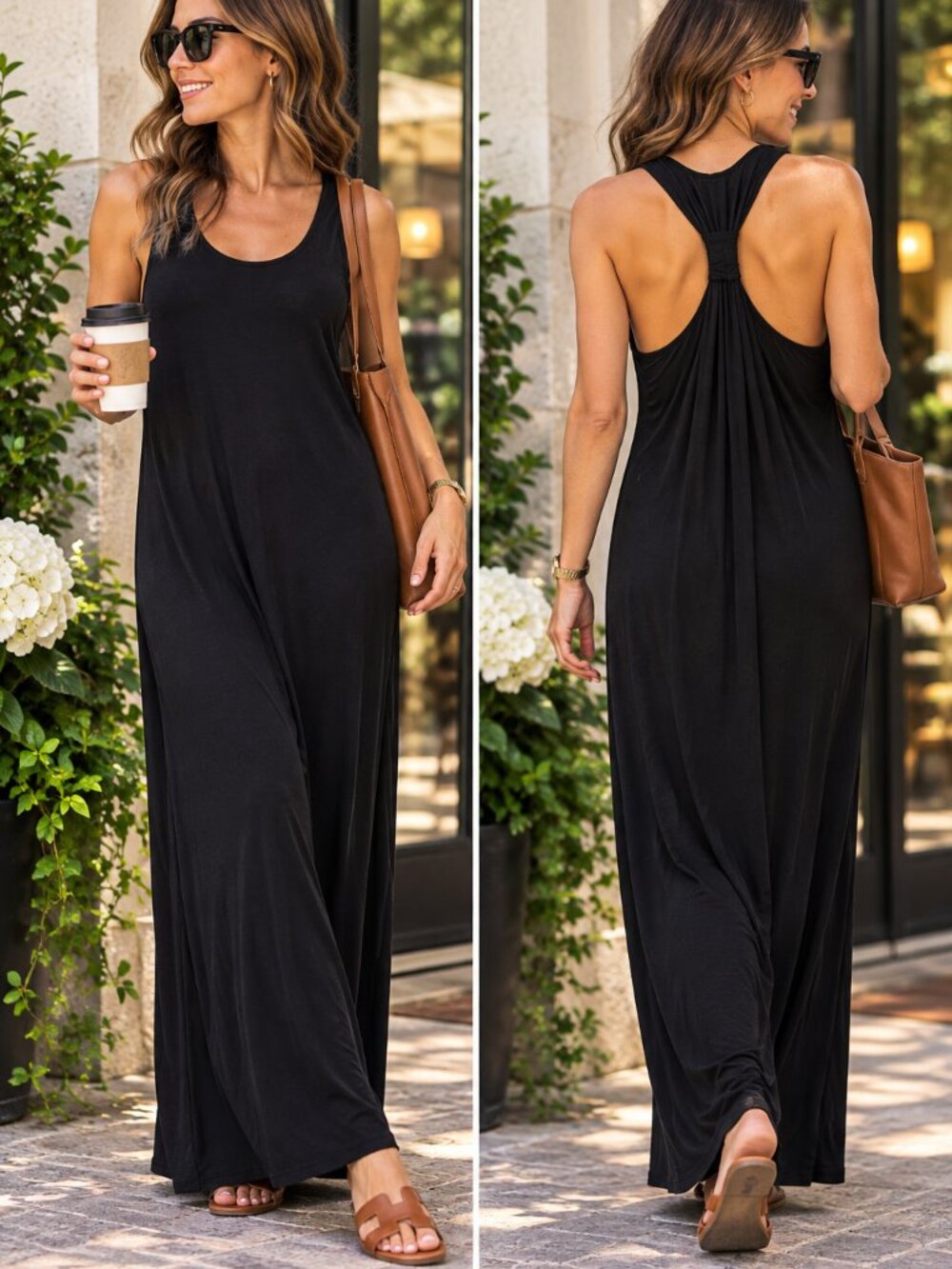 Calvin Klein Black Maxi Dress | Sleeveless | 58" Length
